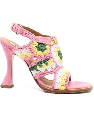 Moschino Crochet Knit Slingback Sling Sandals - Pink