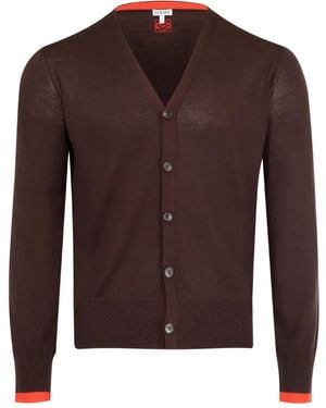 Loewe Cardigan Boutonné À Col V - Marron