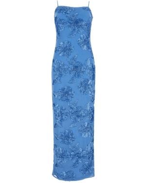 ROTATE BIRGER CHRISTENSEN Maxikleid Mit Vorstehendem Blumenband - Blau