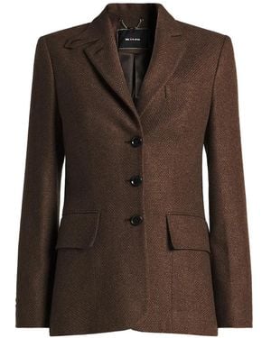 Kiton Single-Breasted Notch-Lapels Blazer - Brown