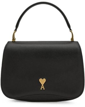 Ami Paris Cowhide Leather Paris Paris Top-Handle Bag - Black