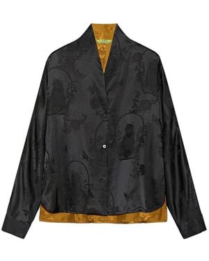 Shanghai Tang Blouse Chubby Flower En Jacquard - Black