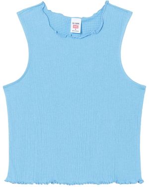 RE/DONE Crinkled Cropped Top - Blue