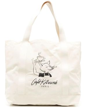 Café Kitsuné Fox Cotton Tote Bag - White