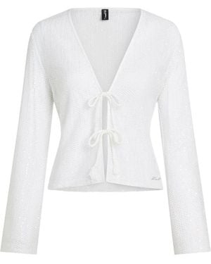 KARL LAGERFELD Signature Crochet Beach Top - White