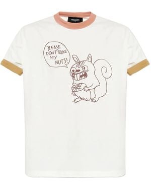 DSquared² Graphic-Print Short-Sleeve T-Shirt - White