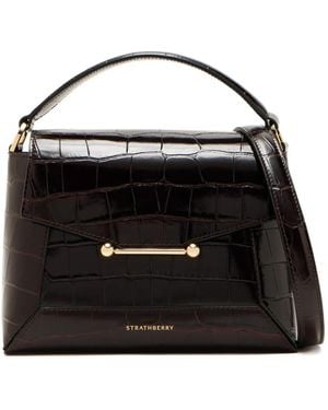 Strathberry Mosaic Croc-Effect Tote Bag - Black