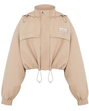 Moschino Structured Neutrals Giubbino With Stand Collar - Natural