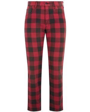 Moschino Plaid-Pattern Tapered Jeans