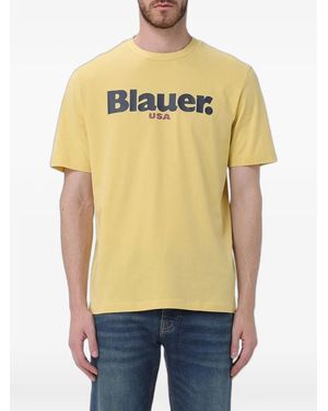 Blauer Logo-Print T-Shirt - Yellow