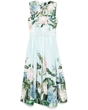 Nissa Floral-Print Taffeta Midi Dress - Blue