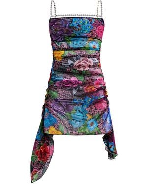 Area Crystal-Embellished Floral Mini Dress - Blue