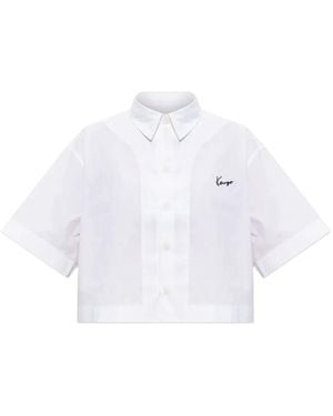 KENZO Camisa Corta Con Logo Bordado - Blanco