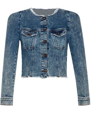 retroféte Chaqueta vaquera corta sin rematar - Azul