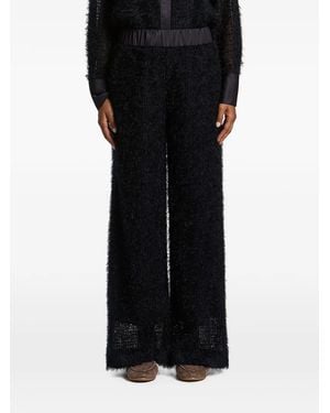 Peserico Feather-Effect Wide-Leg Pants - Black
