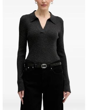 Mos Mosh Ronika V-Neck Collared Top - Black