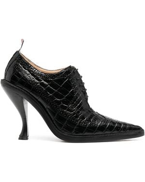 Thom Browne Crocodile-Effect Longwing Heeled Brogues - Black