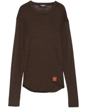 DSquared² Logo-Patch Virgin Wool Sweater - Brown