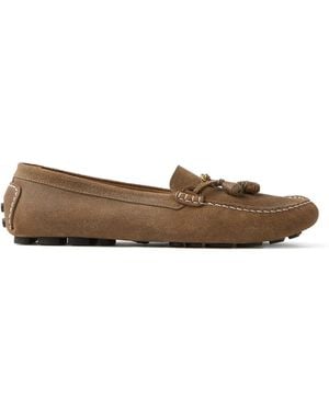 Versace Robin Suede Driver Shoes - White