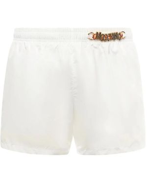 Moschino Badeshorts Mit Logo-Schild - Weiß