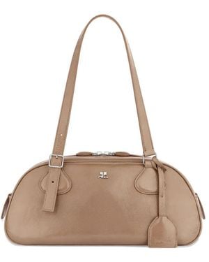 Courreges Medium Friday Leather Shoulder Bag - Natural