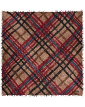 Faliero Sarti Cosimo Check-Pattern Frayed Scarf - Red