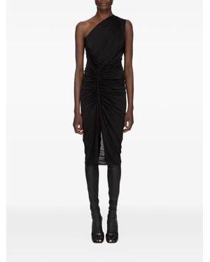 Rick Owens Avra One-Shoulder Ruched-Detail Dress - Black