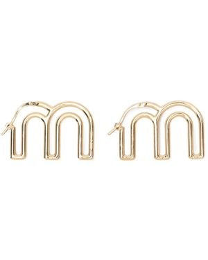 Miu Miu Logo-Lettering Earrings - White