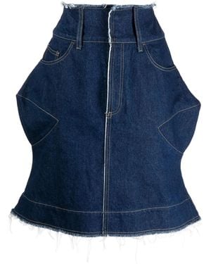 PAULA CANOVAS DEL VAS Logo-Patch Denim Skirt - Blue
