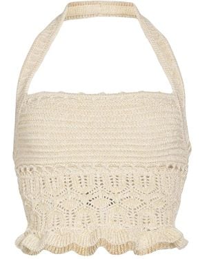 retroféte Crochet Halterneck Top - ナチュラル