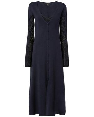 Pinko Lace-Panelled Button-Up Dress - Blue