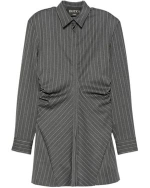 Dondup Pinstripe-Pattern Ruched-Detailing Mini Dress - Grey
