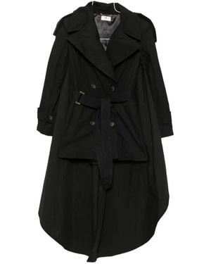 Elisabetta Franchi Belted Cape-Panel Coat - Black