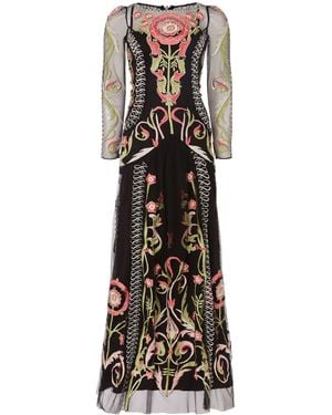 Temperley London Embroidered Sheer Maxi Dress - Black