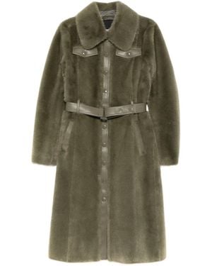 Patrizia Pepe Belted Faux-Fur Coat - Green