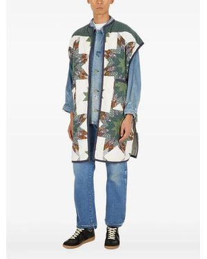 BONUM Quilted Star-Print Coat - Blue