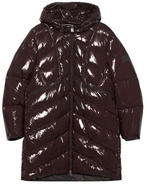 Bimba Y Lola Chocolate-Colored Quilted Mid-Length Coat - Purple