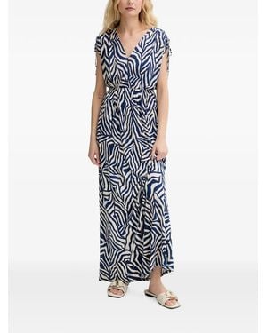 Morgan Zebra-Print V-Neck Maxi Dress - Blue