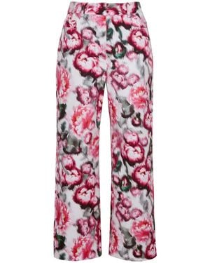 Adam Lippes Alessia Floral-Print Cropped Trousers - Red