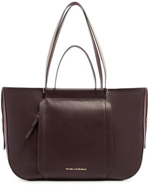 Piquadro Logo-Plaque Tote Bag - Brown