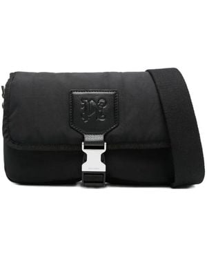 Palm Angels Monogram-Debossed Shoulder Bag - Black
