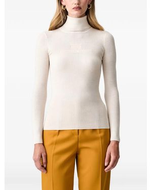 Elisabetta Franchi Gerippter Pullover Mit Logo - Weiß