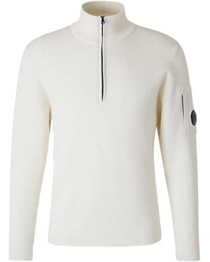 C.P. Company Roll Neck Zip Sweatshirt - White