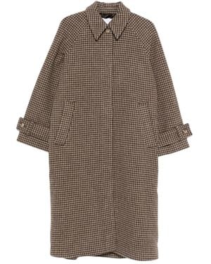 Samsøe & Samsøe Houndstooth Single-Breasted Coat - Brown