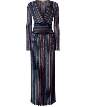 Missoni スパンコールトリム マキシドレス - ブルー