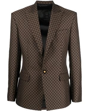 Balmain モノグラム シングルジャケット - ブラウン