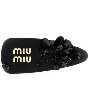 Miu Miu Haarspeld Met Logo - Zwart