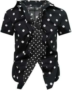 Pushbutton Chemise Volantée À Pois - Black