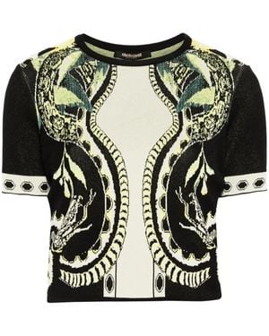 Roberto Cavalli ジャカード クロップドトップ - ブラック