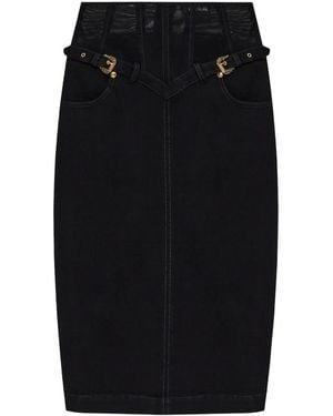 Versace Jeans Couture Barocco-Buckle Denim Skirt - Black